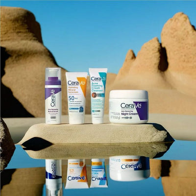 Cerave 4 In 1 Skincare Kit Night Cream, Sunblock, Cleanser & Serum For Radiant Skin