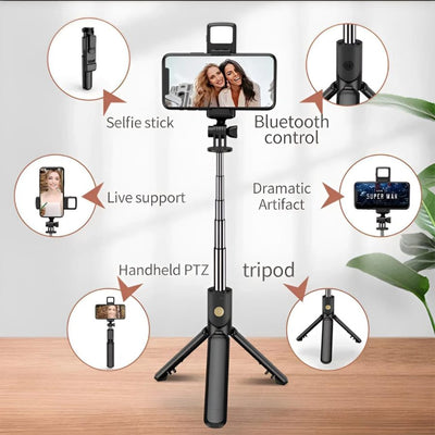 R1s Selfie Stick 🎓With Tripod | Bluetooth Foldable🕶 Selfie Rod For Phone Action Camera🎥 Iphone 📱